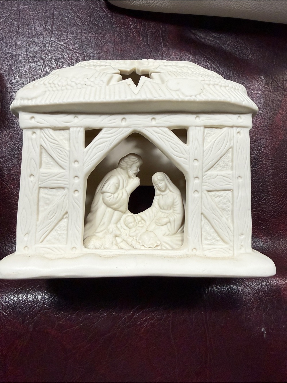PartyLite White Ceramic Nativity Tealight Holder